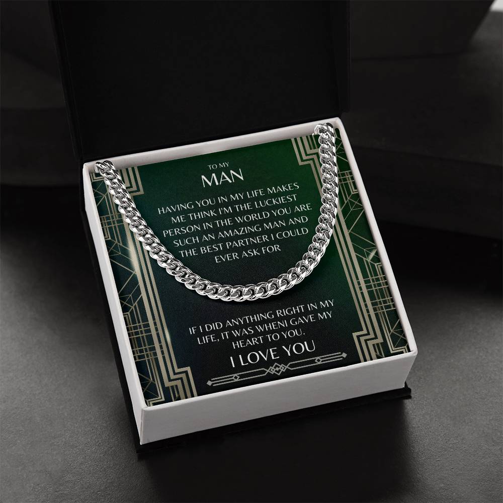 I Gave My Heart To You Cuban Link Chain Necklace Prism Edition