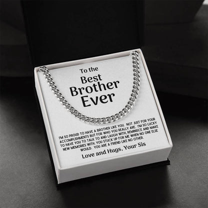 Best Brother Ever Cuban Chain Necklace Gift From Sis Cuban Link Chain