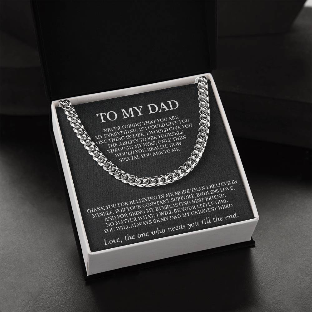 To My Dad Cuban Chain Necklace Gift For Dad From Daughter Father's Day Gift Birthday Gift For Dad. Cuban Link Chain