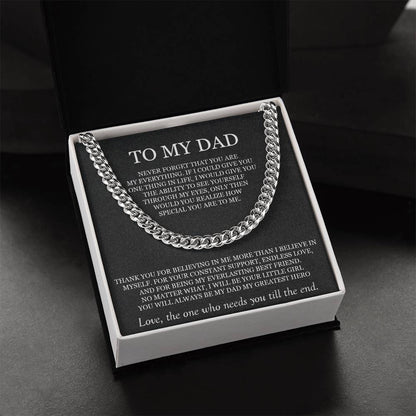 To My Dad Cuban Chain Necklace Gift For Dad From Daughter Father's Day Gift Birthday Gift For Dad. Cuban Link Chain