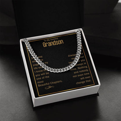 Grandson Cuban Chain Jewelry Necklace For Grandson Keepsake Gifts For Grandsons Personalized Gifts For Grandson Christ Cuban Link Chain