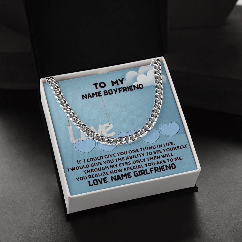 Personalized Necklace Name Gift For Boyfriend Cuban Link Chain