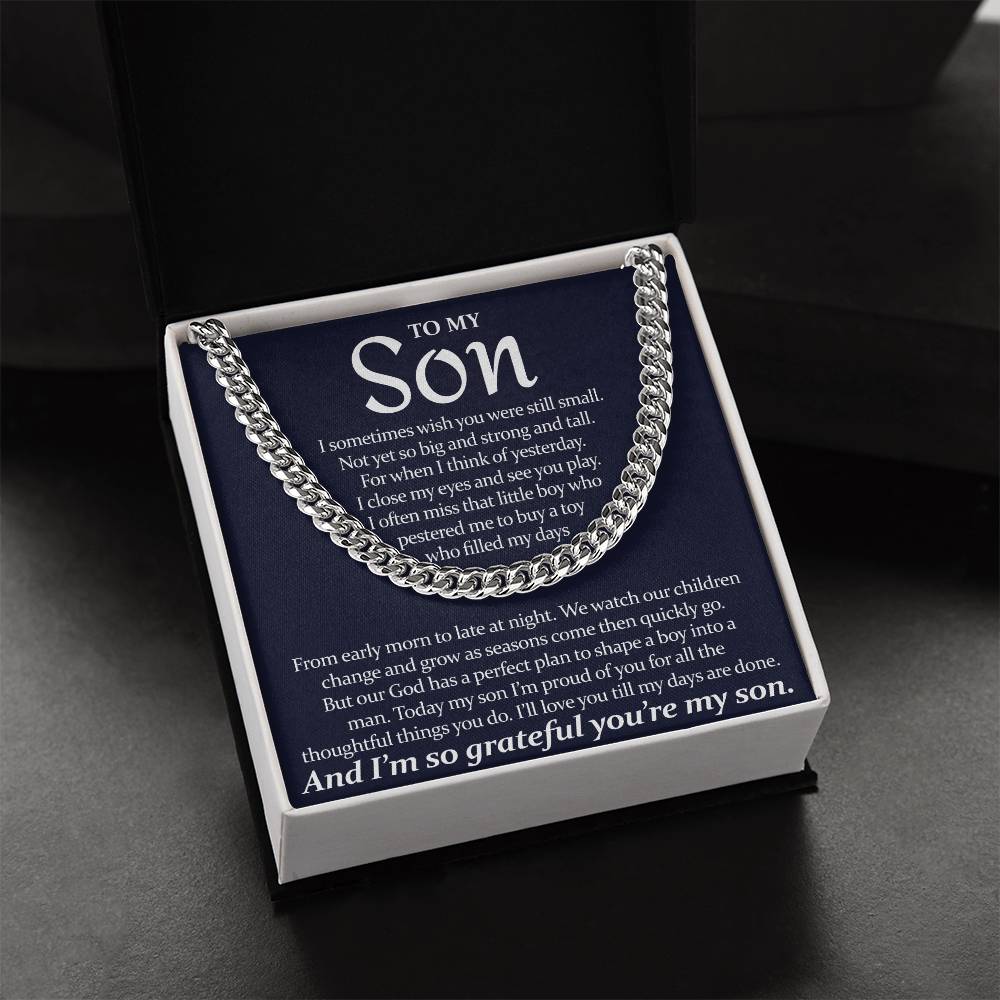 To My Son - I'll Love You Till My Days Are Done From Mom - Cuban Link Chain