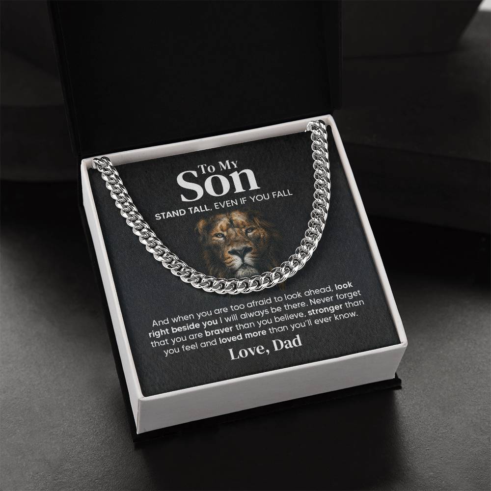Gift For Son Stand Tall From Dad Cuban Link Chain Necklace