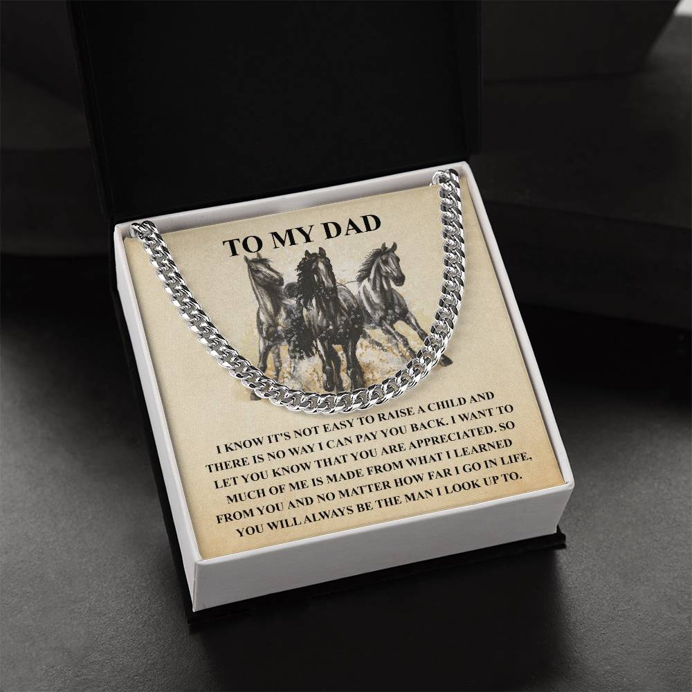 Gifts For Dad From Daughter Fathers Day Gift From Son Silver Cuban Link Chain Dad Birthday Gift For Horse Lover Father
