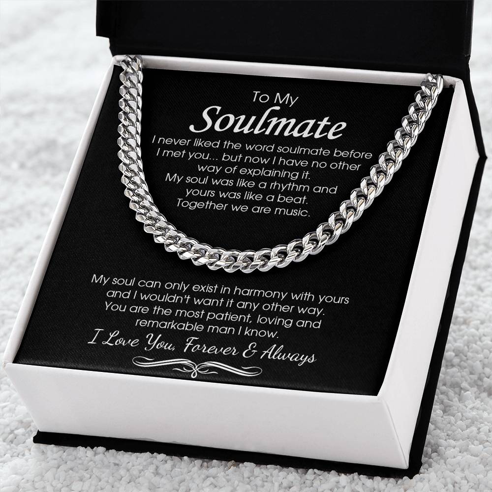 To My Soulmate Cuban Chain Necklace Romantic Gifts For Him Valentine Gift For Boyfriend Husband Cuban Link Chain