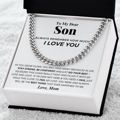 Gift To Son From Mom To My Dear Son Necklace Son Birthday Graduation Gift To Grown Up Son Cuban Link Chain