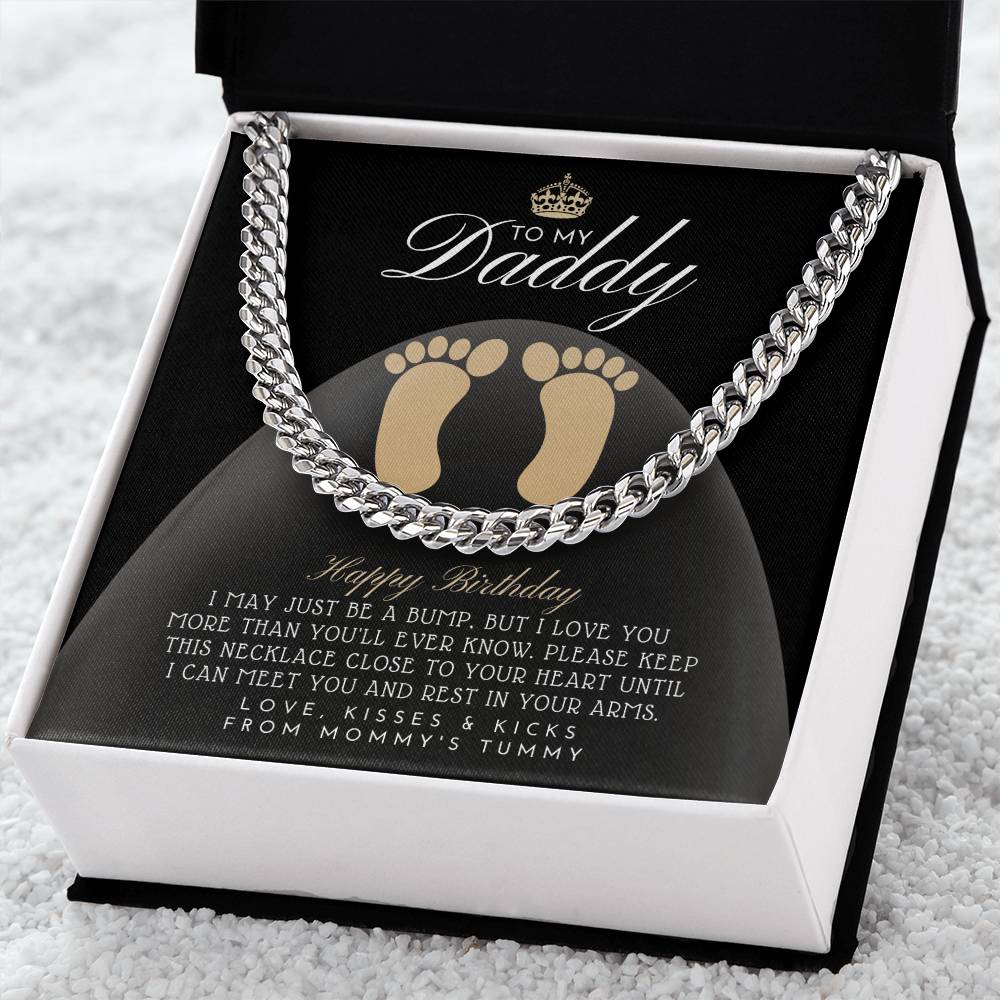 From A Bump To Daddy To My Daddy New Daddy Gift Daddy To Be Gift To My Daddy From A Bump Dad Necklace Gift New Dad Bir Cuban Link Chain