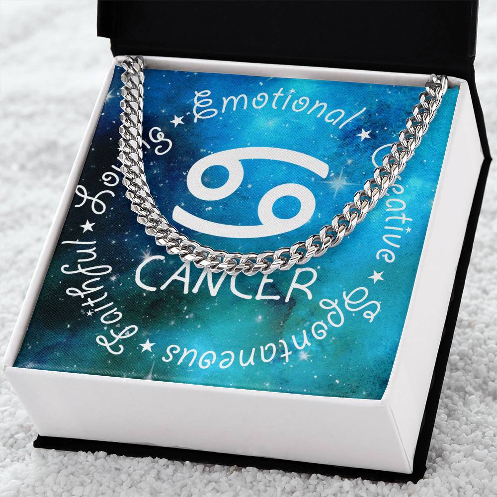 Cuban Link Chain Necklace - Cancer Theme