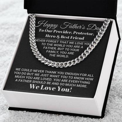 Our World Father's Day Necklace Cuban Link Chain