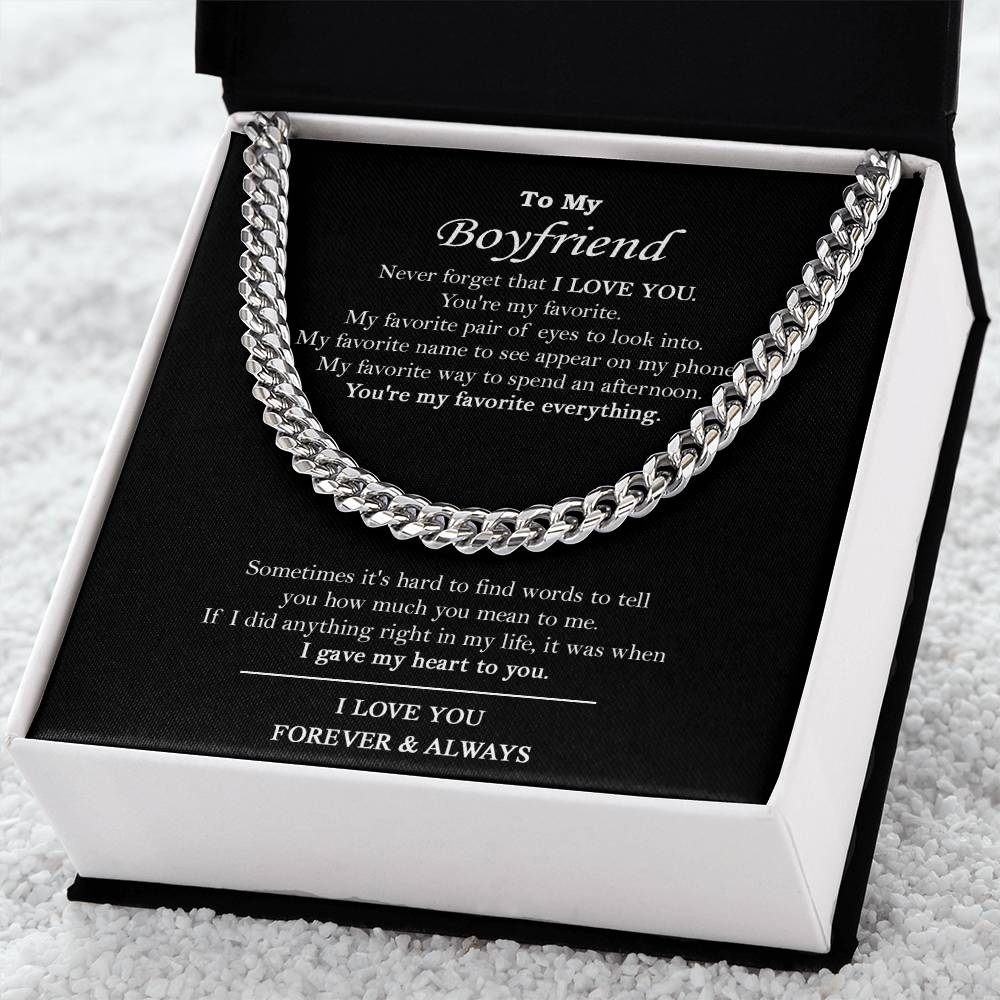 To My Boyfriend Chain Necklace Boyfriend Birthday Valentine's Day Gift Romantic Gift For Boyfriend Anniversary Gift Fo Cuban Link Chain