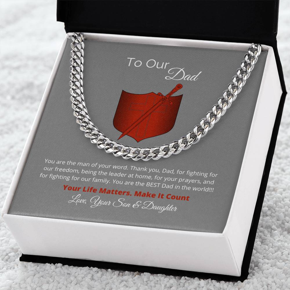 To Our Dad Gift For Dad Christmas Gift Gift For Him Cuban Link Chain Necklace Evergreen Gifts For Men Cuban Chain Neck