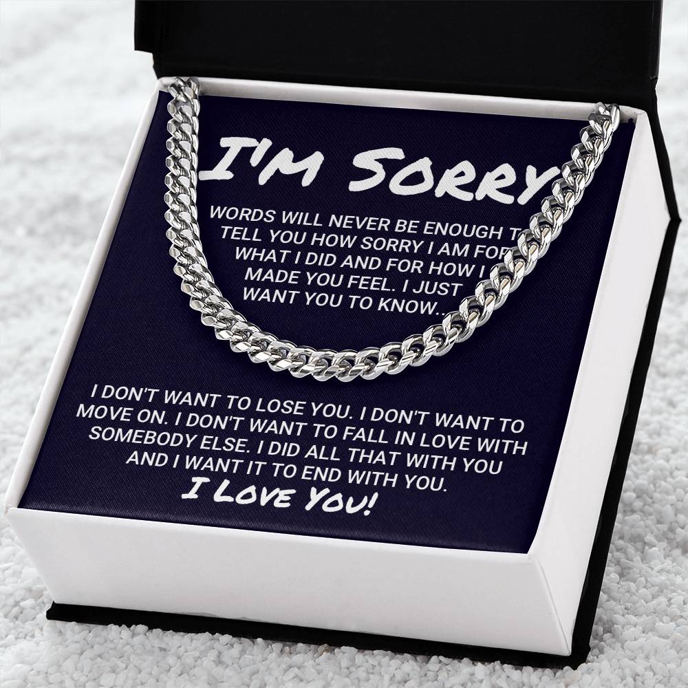 Sorry Apology Necklace Cuban Link Chain