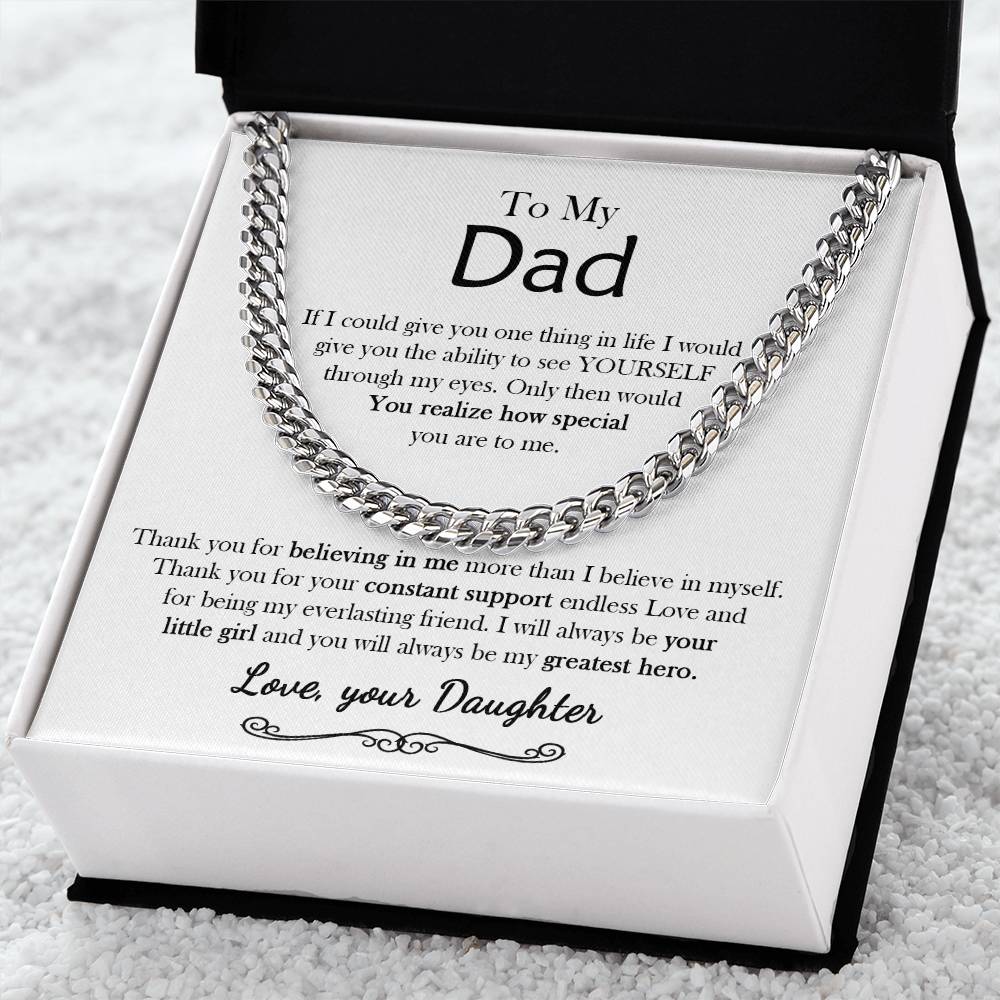 To My Dad Chain Necklace Personalized Gift For Dad From Daughter Birthday Gift For Dad Father's Day Gift Cuban Link Chain