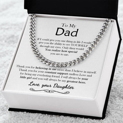 To My Dad Chain Necklace Personalized Gift For Dad From Daughter Birthday Gift For Dad Father's Day Gift Cuban Link Chain