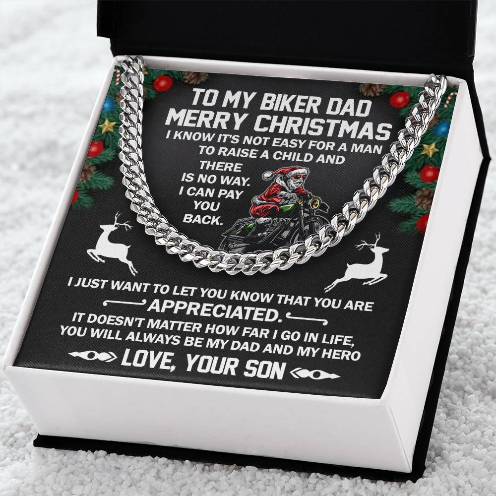 To My Biker Dad-Cuban Link Chain Necklace-Gift From Son