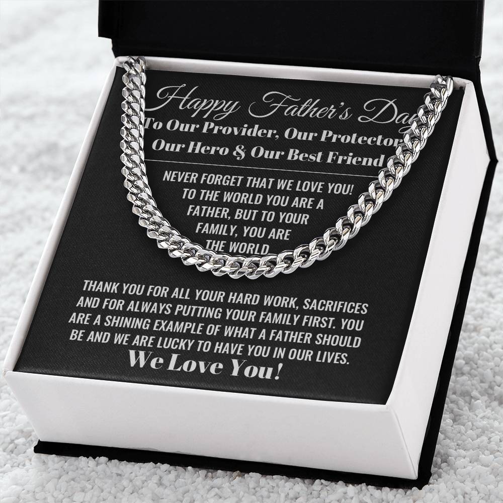 Our World Father's Day Necklace Cuban Link Chain