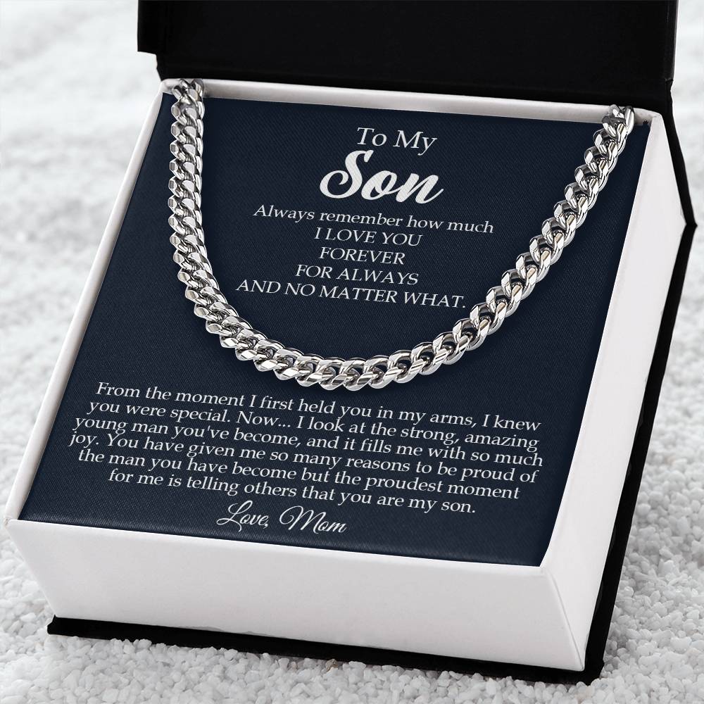 To My Son Cuban Chain Necklace Son Gifts From Mom Mother To Son Sentimental Gifts Gifts For Son Birthday Unique Gifts Cuban Link Chain