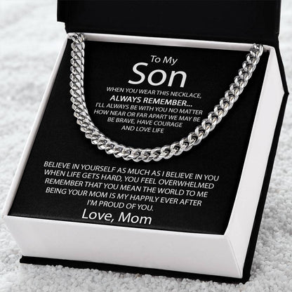To My Son - Proud Of You Gift For Son From Mom Sentimental Gift For Son Cuban Link Chain