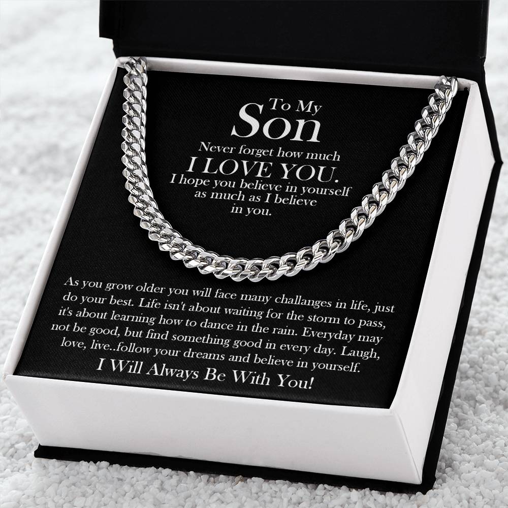 To My Son Gift From Mom Dad Son Chain Necklace Son Birthday Graduation Jewelry Gift Cuban Link Chain