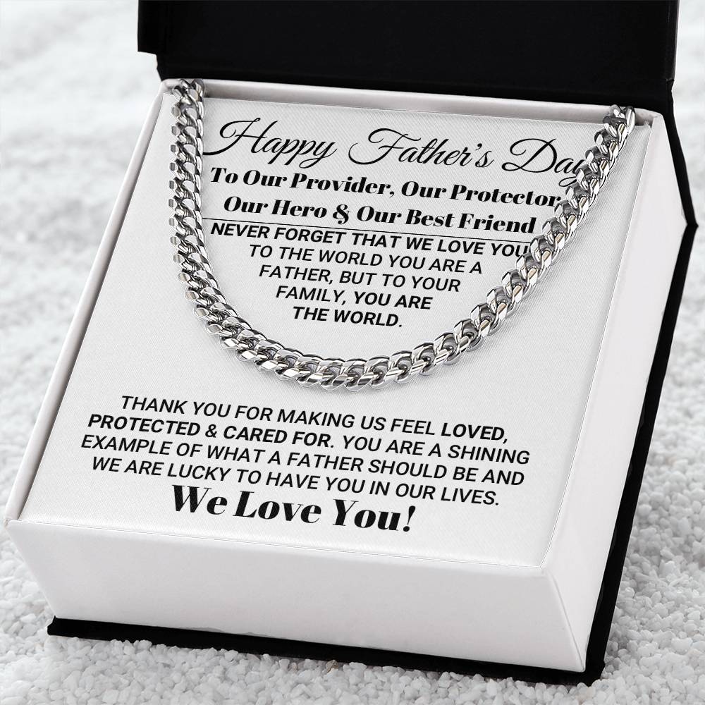 Our World Father's Day Necklace Cuban Link Chain