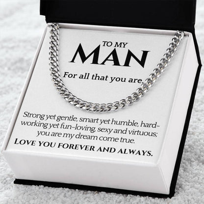 Cuban Chain Link Necklace Gift For Husband Or Fiance Cuban Link Chain