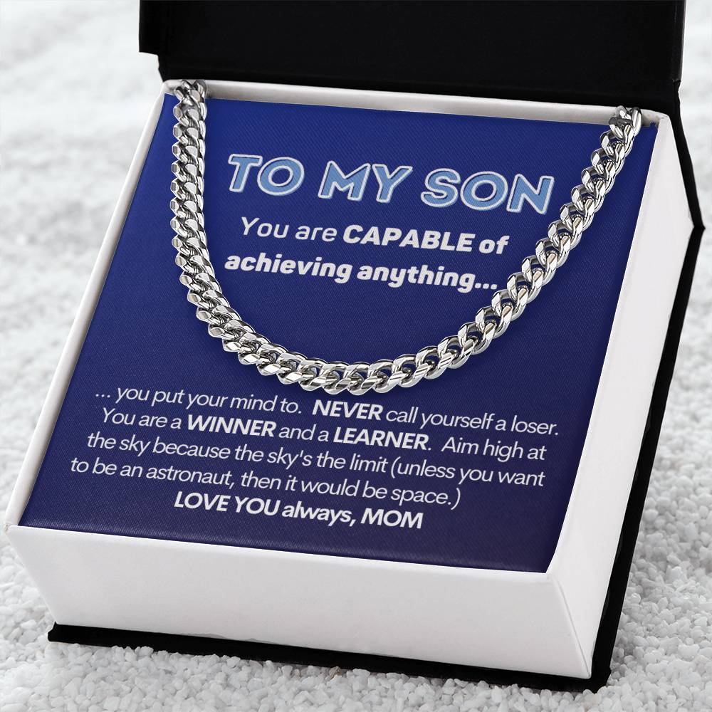To My Son Cuban Chain Necklace Gift From Mom Cuban Link Chain