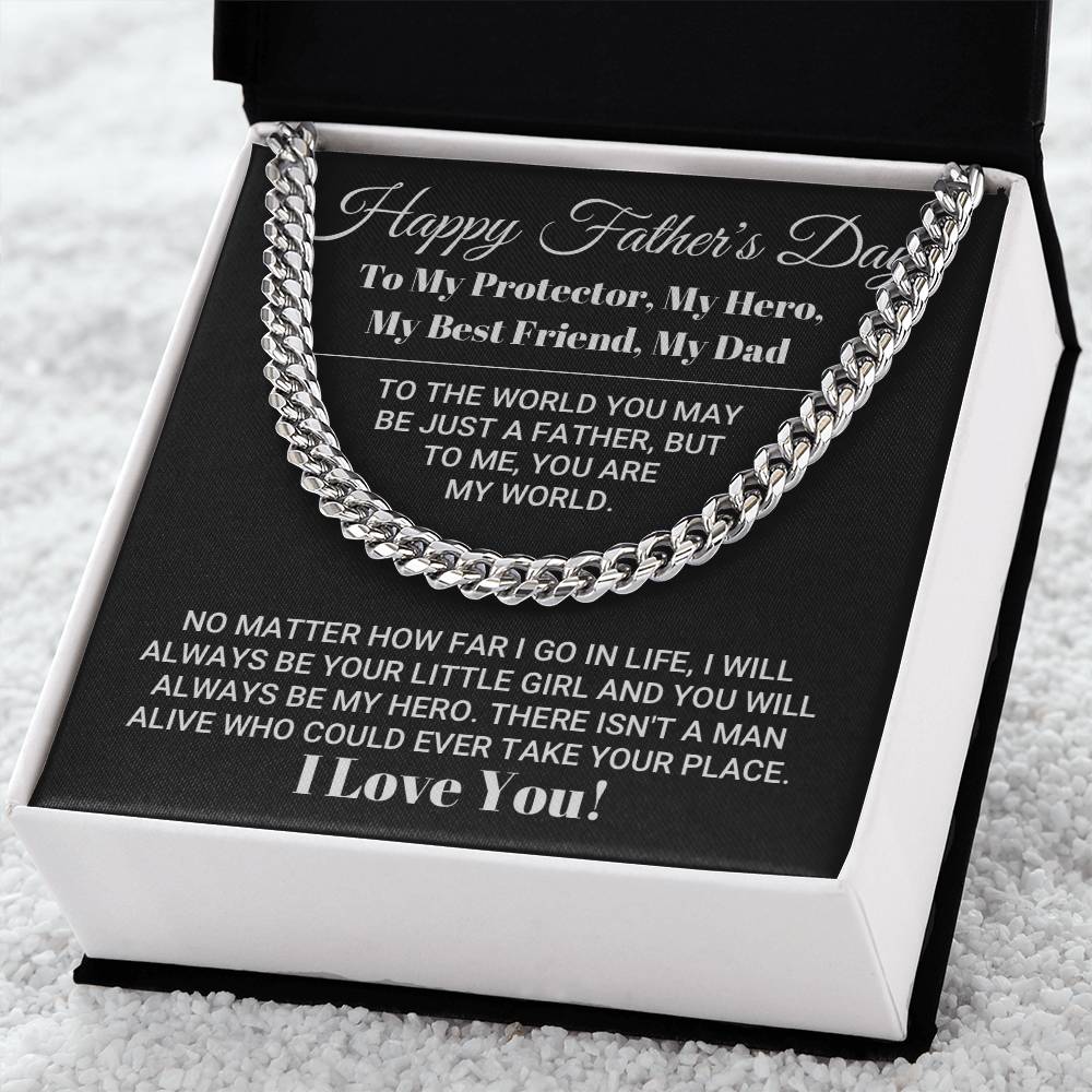 My Dad My World Father's Day Gift Cuban Link Chain