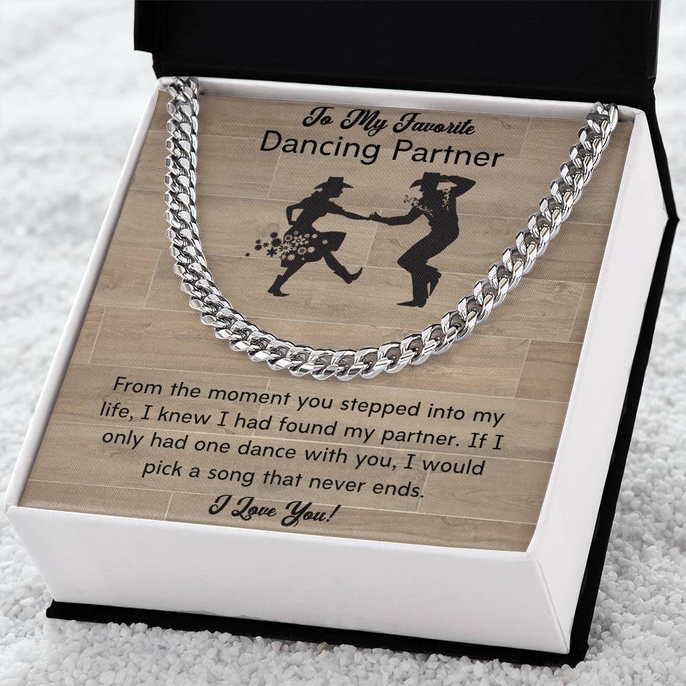 To My Dancing Partner - Line Dancers For Life - Men's Thick Link Chain Cuban Link Chain