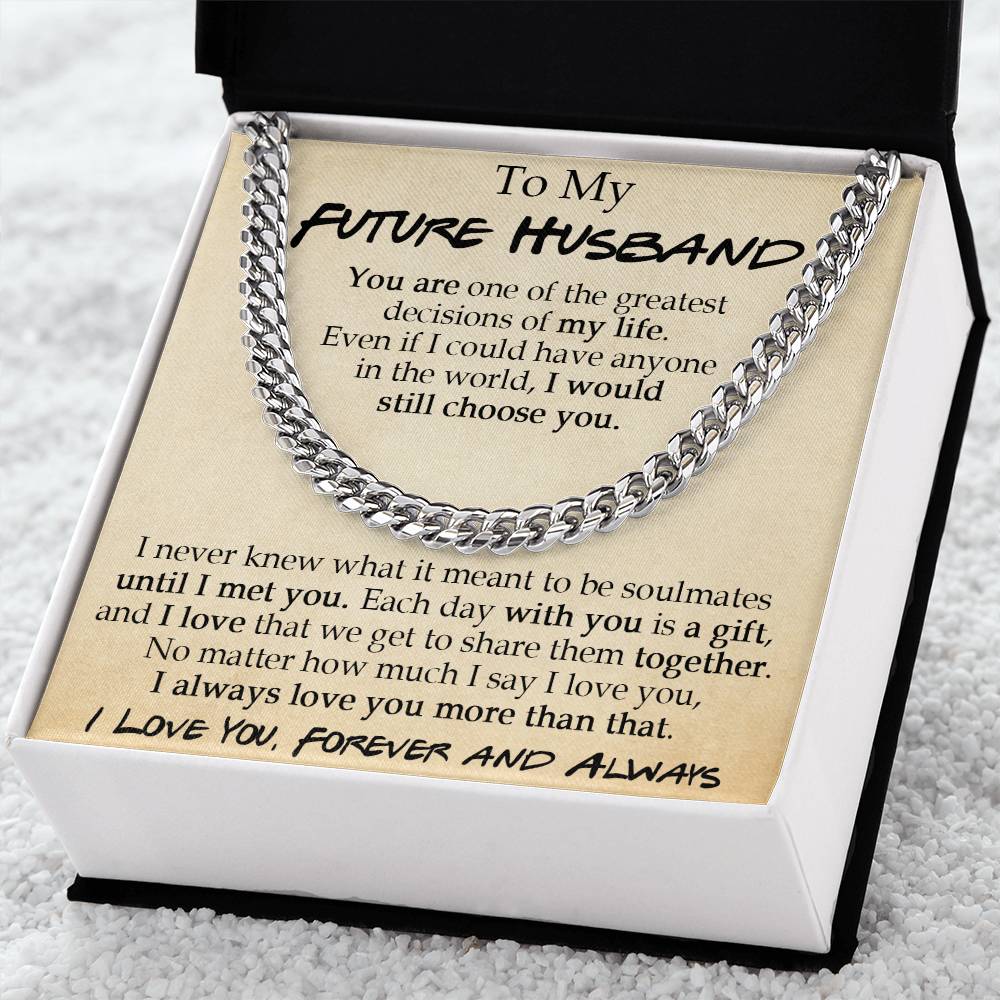 To My Future Husband Cuban Chain Necklace Sentimental Necklace For Him Anniversary Gift Birthday Gift Gift For Future Cuban Link Chain