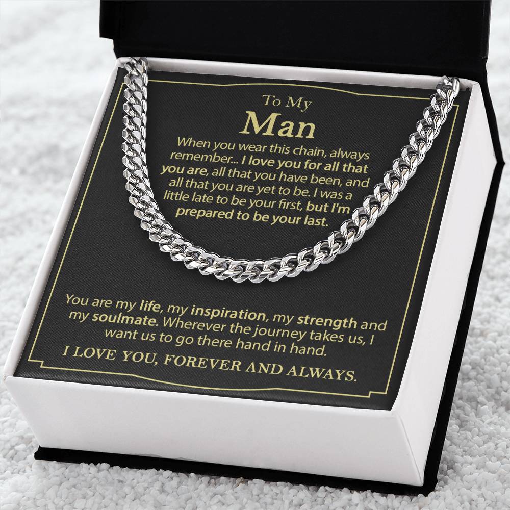 To My Man Necklace Cuban Chain Necklace For Him Romantic Birthday Gifts For Men Cuban Link Chain