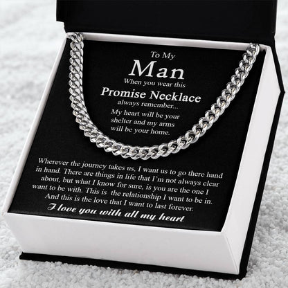 To My Man Necklace Promise Necklace Gift For Him Boyfriend Birthday Jewelry Gift Romantic Gift From Girlfriend Cuban Link Chain