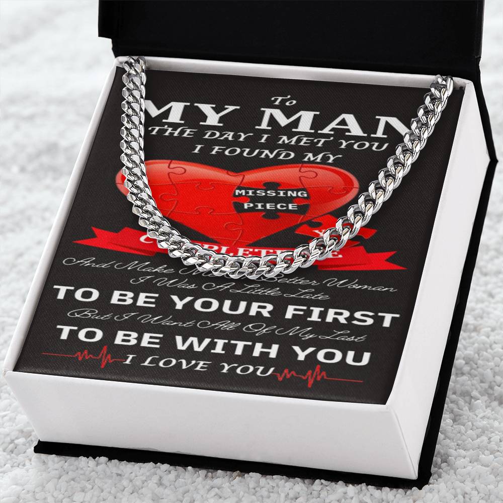 To My Man Cuban Chain Necklace For Him Romantic Birthday Gifts For Him Christmas Best Jewelry For Men Jewelry For Him Cuban Link Chain