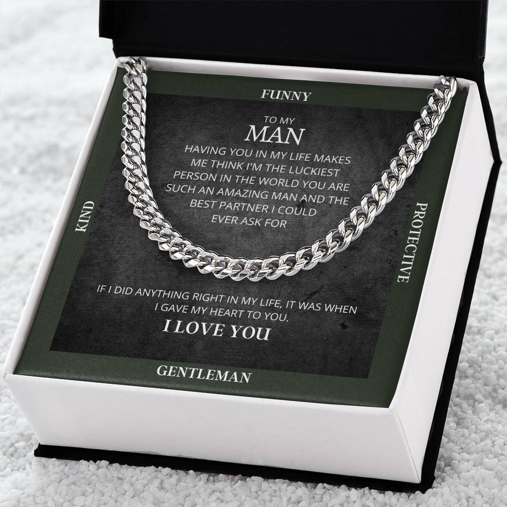 I Gave My Heart To You Cuban Link Chain Necklace Forest Original