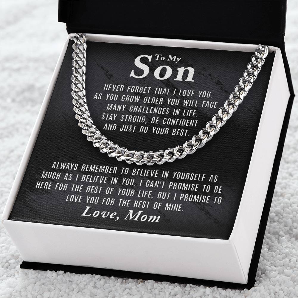 To My Son - Never Forget That - Cuban Link Chain Necklace