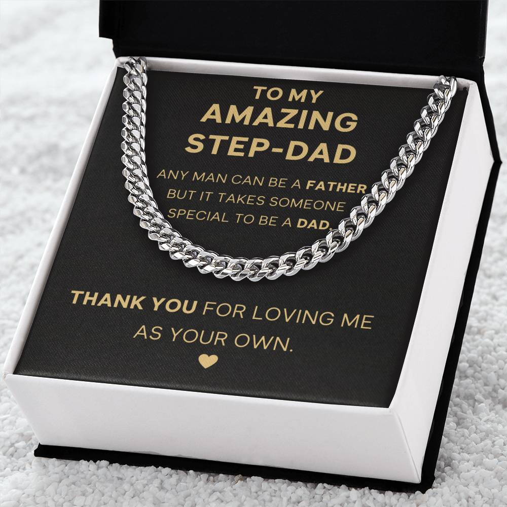 To My Amazing Step-Dad - Thank You - Cuban Link Chain
