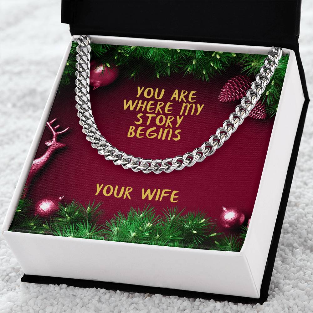 My Husband You Are Where My Story Begins Cuban Link Chain