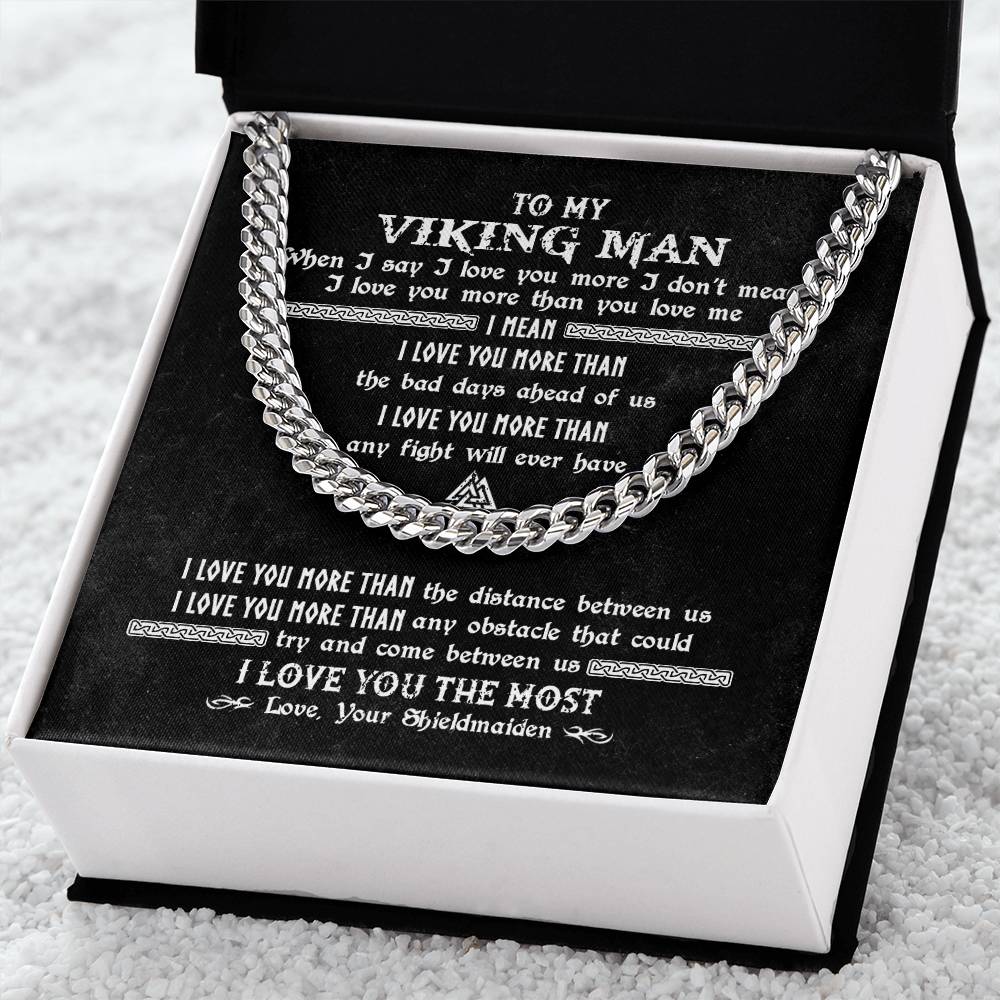 To My Viking Man Necklace Viking Gift For Man To Husband Boyfriend Cuban Link Chain