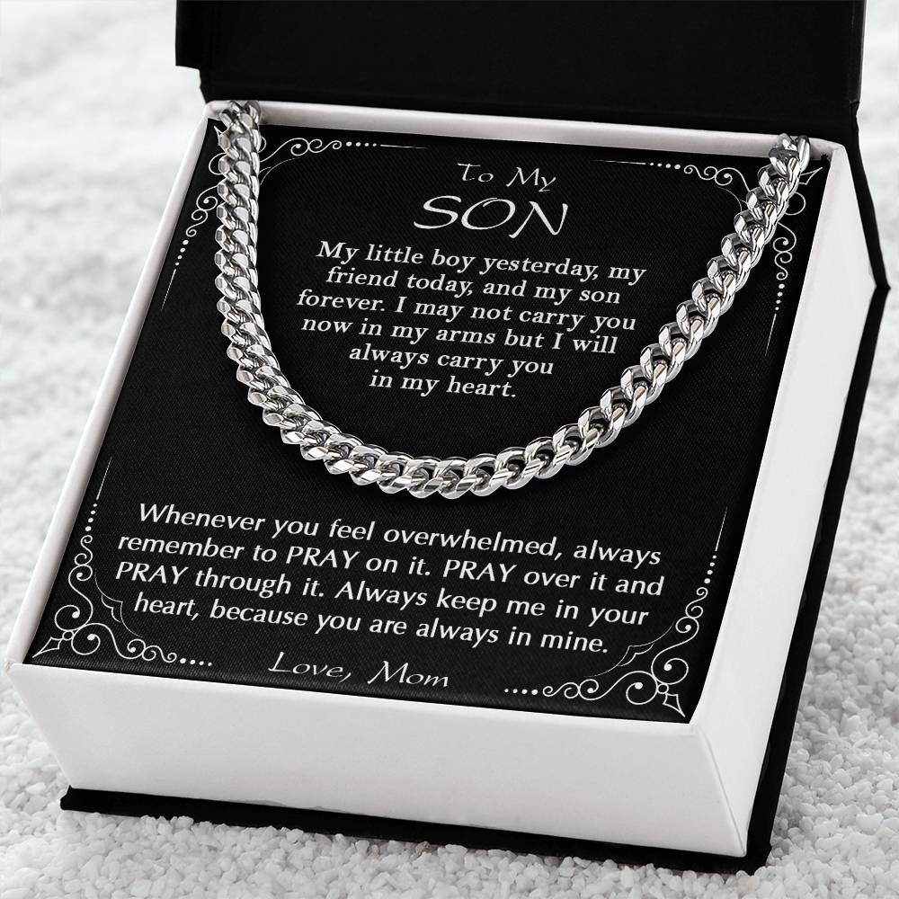 To My Son - Pray Through It Gift For Son Religious Gift From Mom To Son Son's Birthday Christmas Gift Cuban Link Chain