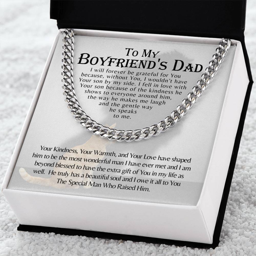 To My Boyfriends Dad Father Gift Cuban Link Chain Necklace For Christmas Birthday Just Because Fathers Day Present Sto