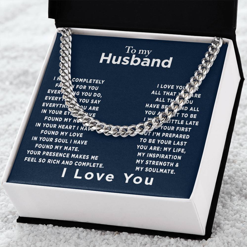 To My Husband - Meeting You Was Fate - Gift For Father's Day Birthday Anniversary - Gift For Husband Gift For Boyfrien Cuban Link Chain