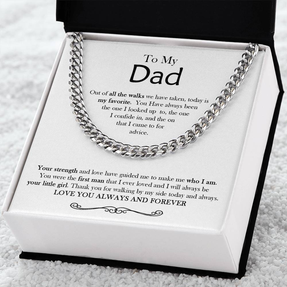 Gift For Dad From Daughter Thank You Dad To My Dad Necklace Gift For Dad On Wedding Day From Daughter Cuban Link Chain