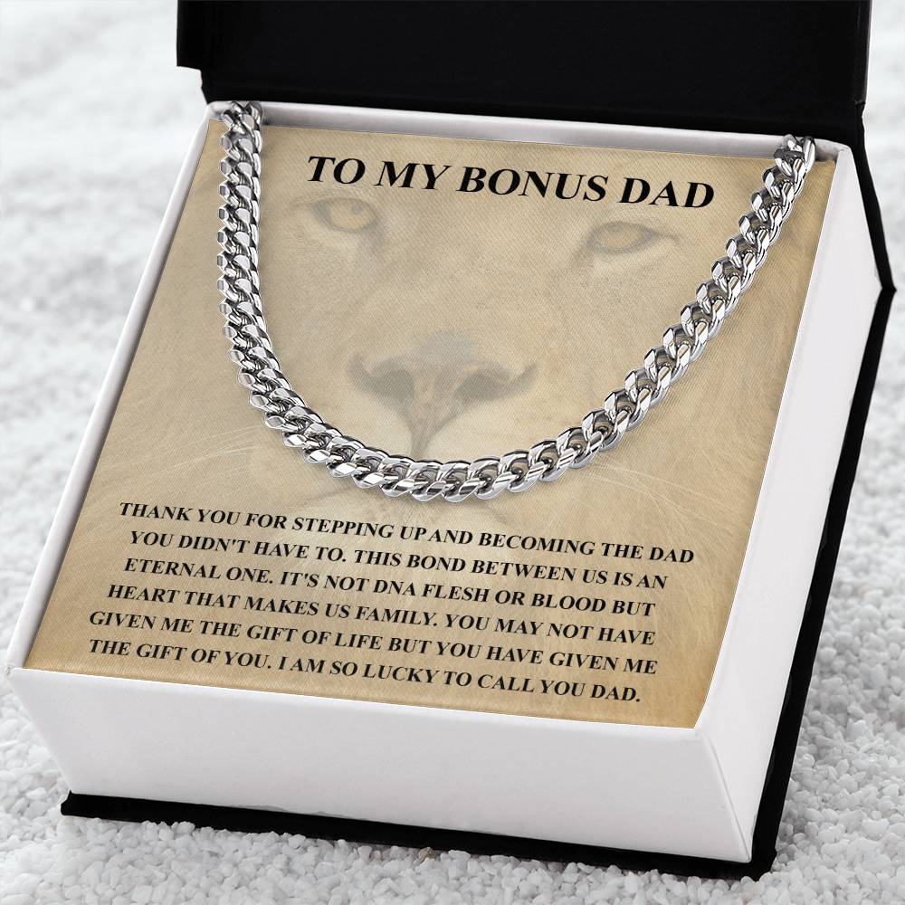 Step Dad Gift From Step Daughter Bonus Dad Gift From Bonus Son Fathers Day Sentimental Gift For Stepped Up Dad Cuban Link Chain