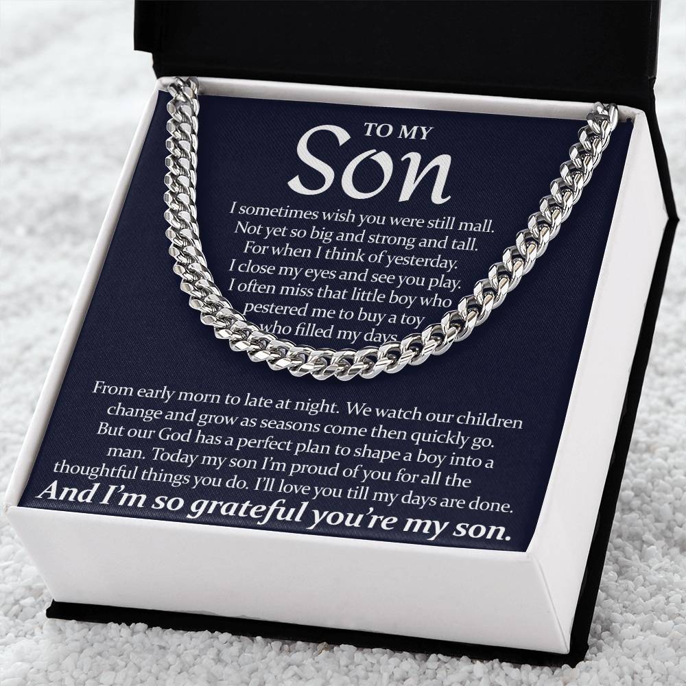 To My Son - I'll Love You Till My Days Are Done From Mom - Cuban Link Chain