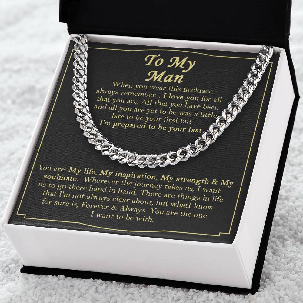 To My Man Necklace Gift For Boyfriend Boyfriend Birthday Gift Cuban Link Chain