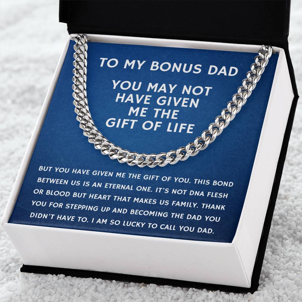 Step Dad Gift From Step Daughter Bonus Dad Gift From Bonus Son Fathers Day Sentimental Gift For Stepped Up Dad Cuban Link Chain