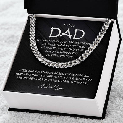 To My Dad Cuban Chain Necklace Gift For Him Dad Birthday Father's Day Gift Cuban Link Chain
