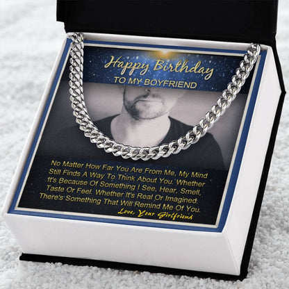 Happy Birthday To My Boyfriend Gifts For Him Cuban Link Necklace Message Card Cuban Link Chain