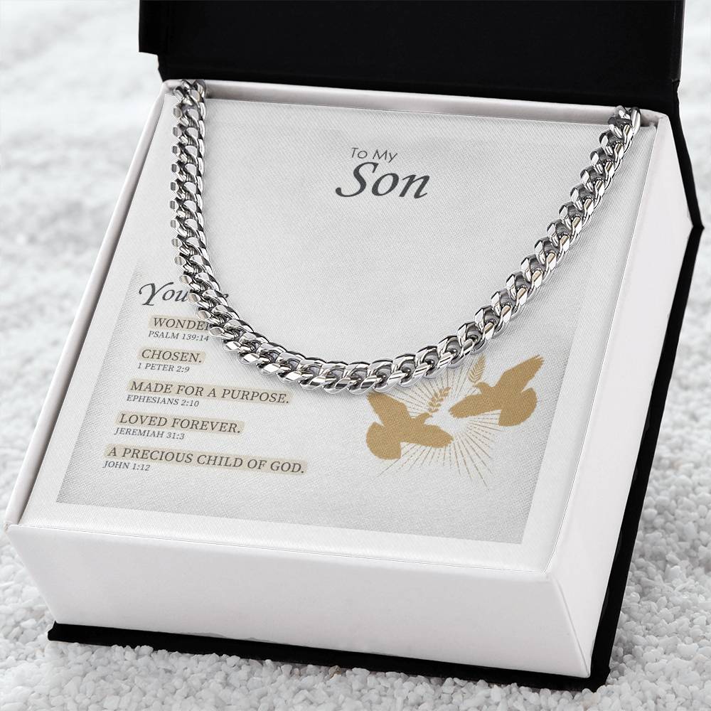 Gift For Son You Are Wonderful Chosen Made For A Purpose Cuban Link Chain Necklace