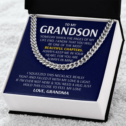 To My Grandson - Beautiful Chapters  Cuban Link Chain Necklace